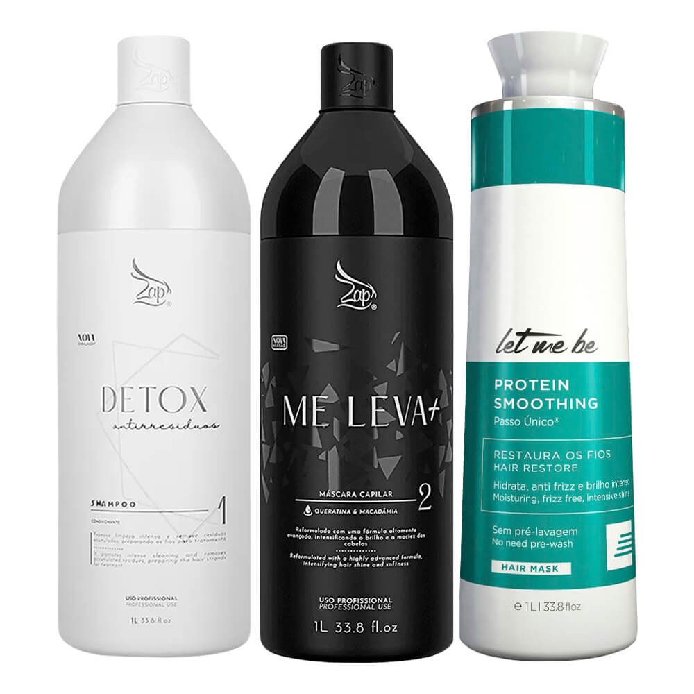 Kit Traitement Kératine Zap Me Leva 2x1L – Lissage Anti-frisottis Pour Tous Types De Cheveux