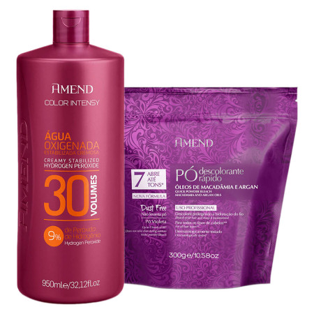Amend Pó Descolorante Colágeno 300g + Água Oxigenada 30 Vol 950ml