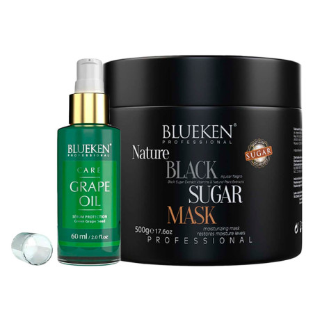 Blueken Kit Black Sugar Máscara Capilar - 500g + Grape Oil - 60ml