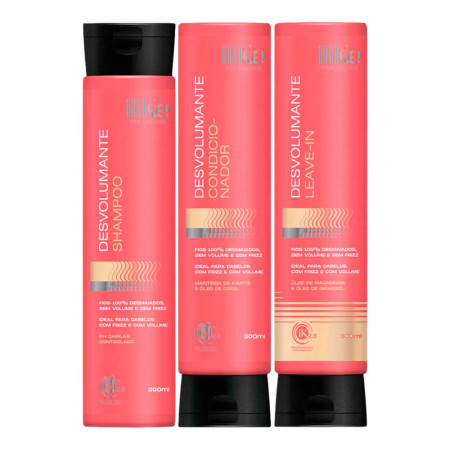 ILike Desvolumante Shampoo + Condicionador + Leave-in - 3x300ml