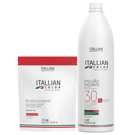 Itallian Color Oxidante 30 Vol 1L+ Sachê Pó Descolorante - 300g