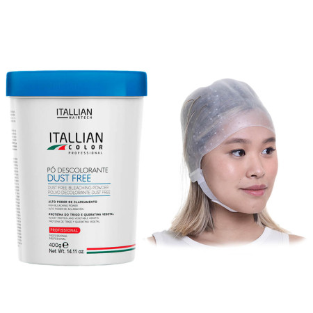 Itallian Pó Descolorante Dust Free 400g + Touca Reflexo c/ Velcro