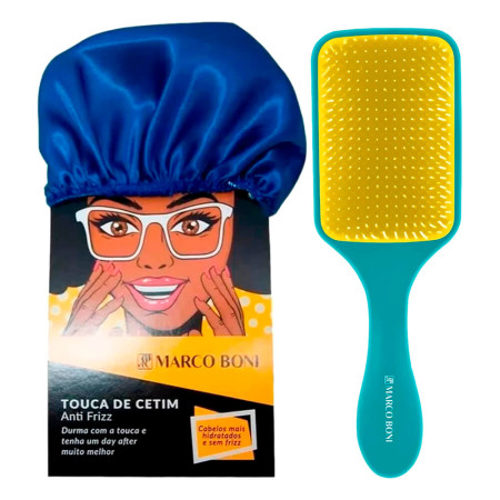 Marco Boni Kit Touca Cetim Anti Frizz + Escova Raquete Free Flex
