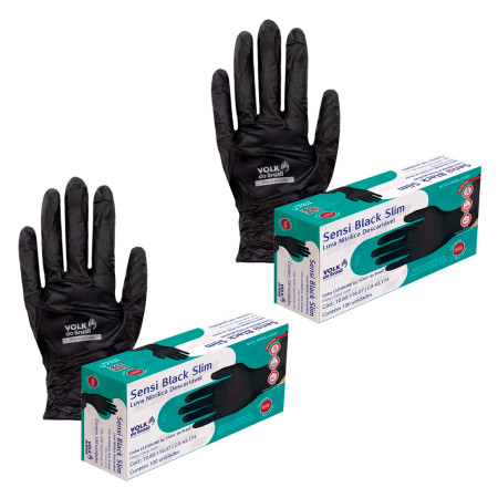Volk do Brasil 02 Caixa Luva Descartável Sensi Black 2x100un - G