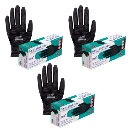 Volk do Brasil 03 Caixa Luva Descartável Sensi Black 3x100un - P