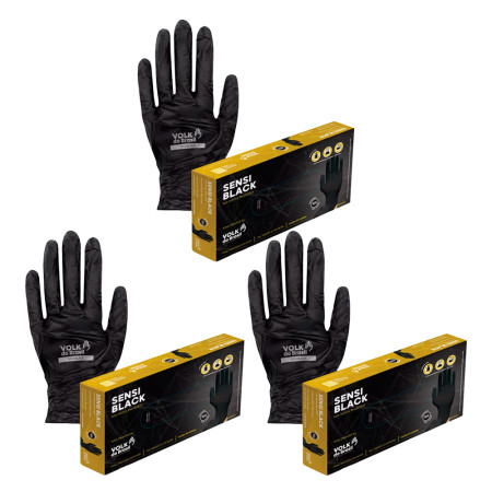 Volk do Brasil 03 Caixa Luva Descartável Sensi Black 3x50un - M